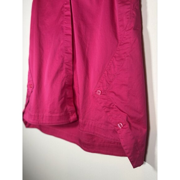 VISION 155 Dillards Hot Pink Sleeveless Button Down Mandarin Collar Y2K Size 6 - Picture 2 of 8